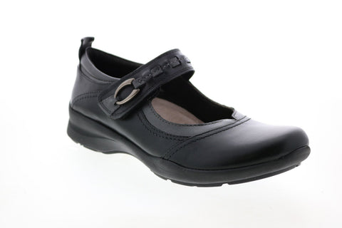 Earth Angelica Leather Womens Black Narrow Mary Jane Flats Shoes