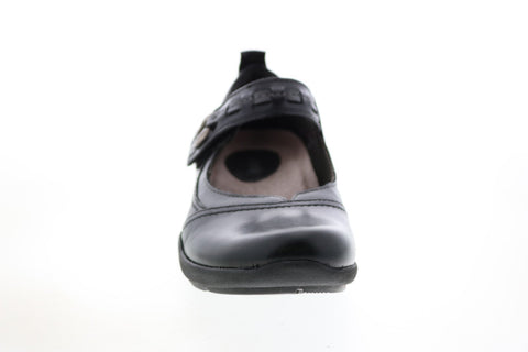 Earth Angelica Leather Womens Black Narrow Mary Jane Flats Shoes