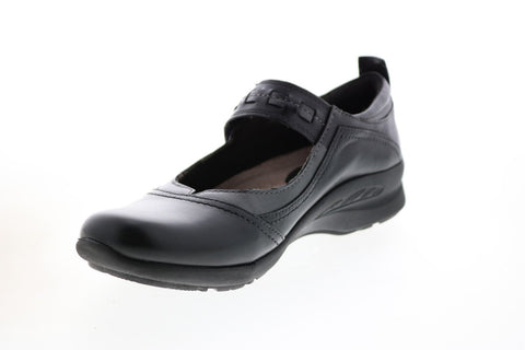 Earth Angelica Leather Womens Black Narrow Mary Jane Flats Shoes