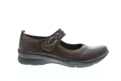 Earth Angelica Leather Womens Brown Narrow Mary Jane Flats Shoes