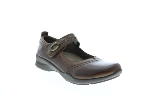 Earth Angelica Leather Womens Brown Narrow Mary Jane Flats Shoes