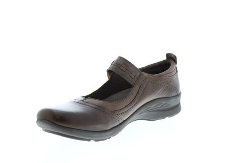 Earth Angelica Leather Womens Brown Narrow Mary Jane Flats Shoes