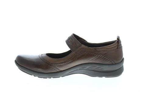 Earth Angelica Womens Brown Wide Leather Mary Jane Flats Shoes