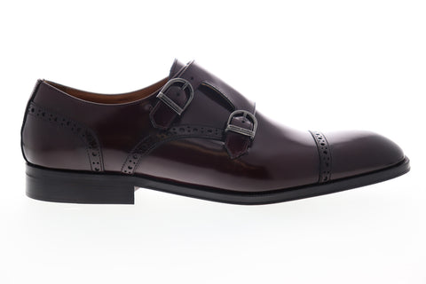 Bruno Magli Anzio Mens Burgundy Leather Oxfords & Lace Ups Monk Strap Shoes