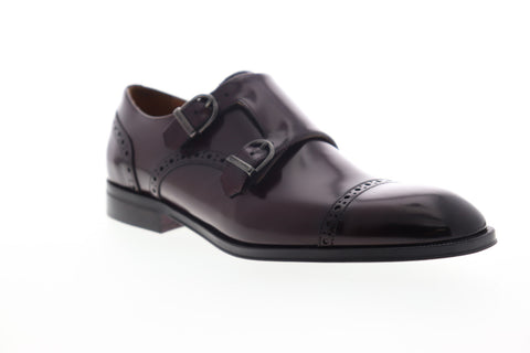 Bruno Magli Anzio Mens Burgundy Leather Oxfords & Lace Ups Monk Strap Shoes