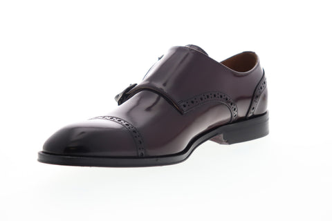 Bruno Magli Anzio Mens Burgundy Leather Oxfords & Lace Ups Monk Strap Shoes