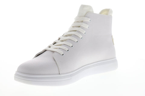 Steve Madden Astoria Mens White Leather Lace Up High Top Sneakers Shoes