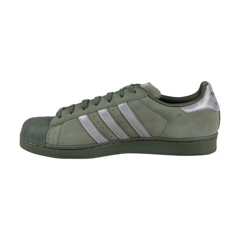 Adidas Super Star B41988 Mens Green Suede Casual Lace Up Low Top Sneakers Shoes