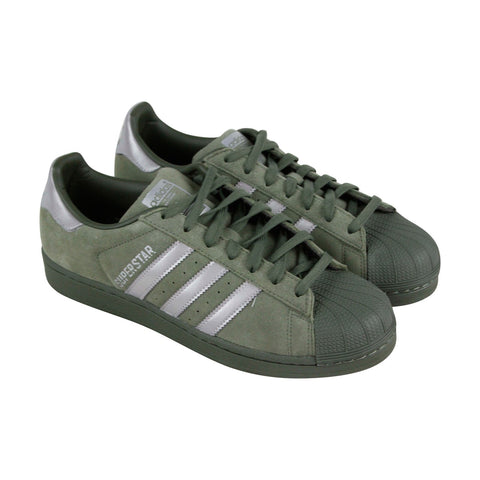 Adidas Super Star B41988 Mens Green Suede Casual Lace Up Low Top Sneakers Shoes