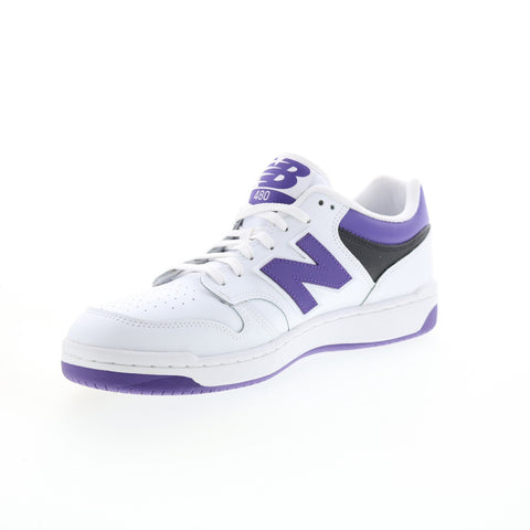 New Balance 480 BB480LPB Mens White Leather Lace Up Lifestyle Sneakers Shoes
