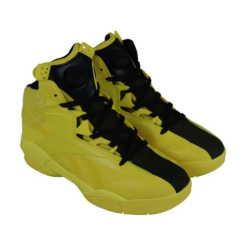 Reebok Shaq Attaq Modern Mens Yellow Leather Athletic Basketball Shoes