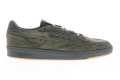 Reebok Club C 85 Tg Mens Green Suede Low Top Lace Up Sneakers Shoes