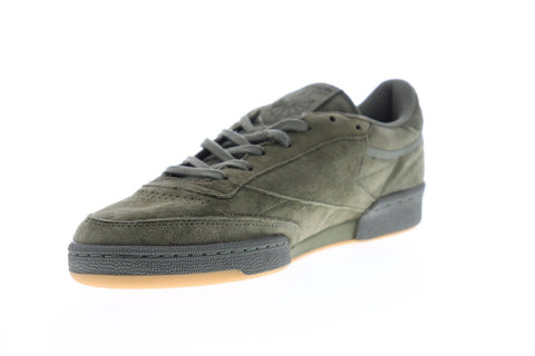 Reebok Club C 85 Tg Mens Green Suede Low Top Lace Up Sneakers Shoes