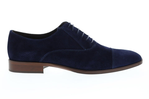 Bruno Magli Caymen Mens Blue Suede Casual Dress Lace Up Oxfords Shoes