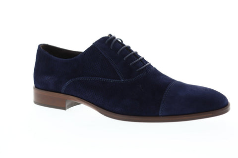 Bruno Magli Caymen Mens Blue Suede Casual Dress Lace Up Oxfords Shoes