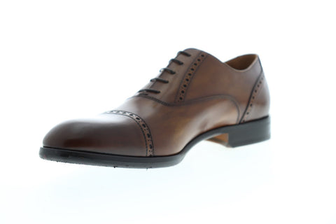 Bruno Magli Pisa Mens Brown Leather Casual Dress Lace Up Oxfords Shoes