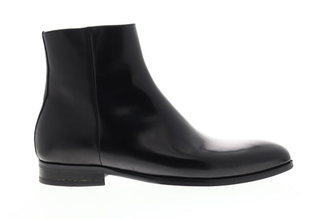 Bruno Magli Nuncio Mens Black Leather Casual Dress Zipper Boots Shoes