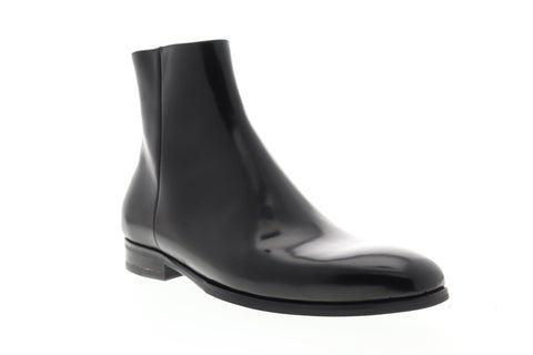 Bruno Magli Nuncio Mens Black Leather Casual Dress Zipper Boots Shoes