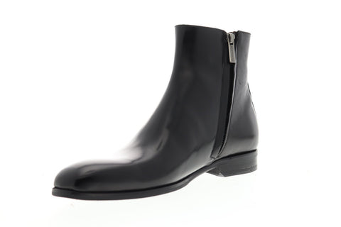 Bruno Magli Nuncio Mens Black Leather Casual Dress Zipper Boots Shoes
