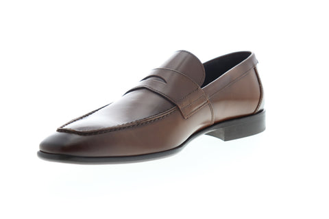 Bruno Magli Calabria BM600283 Mens Brown Leather Low Top Penny Loafers Shoes
