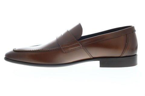 Bruno Magli Calabria BM600283 Mens Brown Leather Low Top Penny Loafers Shoes