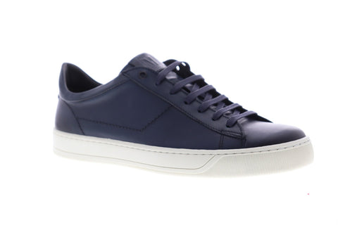 Bruno Magli Warren Mens Blue Leather Low Top Lace Up Sneakers Shoes