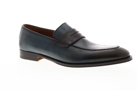 Bruno Magli Fanetta Mens Blue Leather Casual Dress Slip On Loafers Shoes