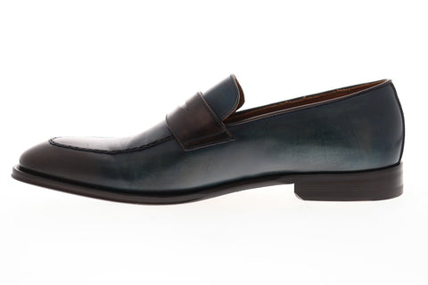 Bruno Magli Fanetta Mens Blue Leather Casual Dress Slip On Loafers Shoes