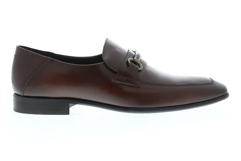 Bruno Magli Cristof Mens Brown Leather Casual Dress Slip On Loafers Shoes