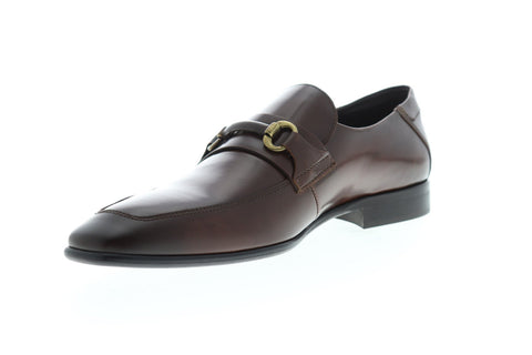 Bruno Magli Cristof Mens Brown Leather Casual Dress Slip On Loafers Shoes