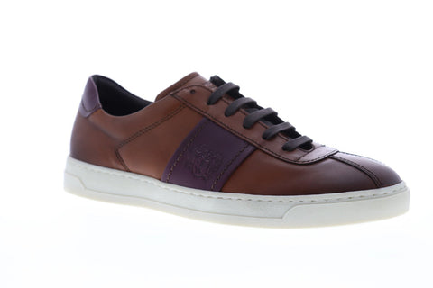 Bruno Magli Dallas Mens Brown Leather Low Top Lace Up Sneakers Shoes