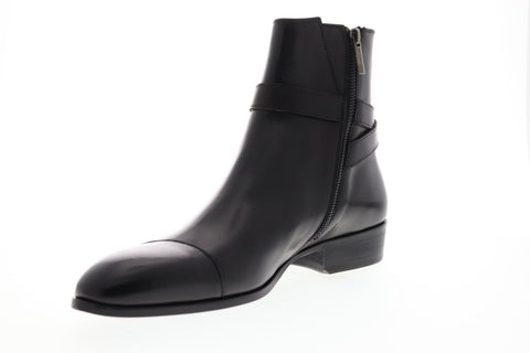 Bruno Magli Radford Mens Black Leather Casual Dress Zipper Boots Shoes