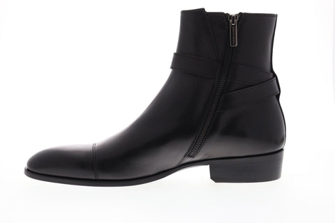 Bruno Magli Radford Mens Black Leather Casual Dress Zipper Boots Shoes