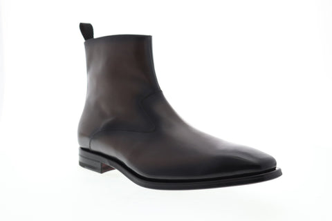 Bruno Magli Cavuto Mens Gray Leather Casual Dress Zipper Boots Shoes