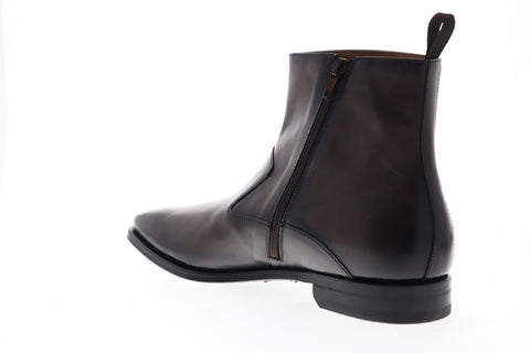 Bruno Magli Cavuto Mens Gray Leather Casual Dress Zipper Boots Shoes