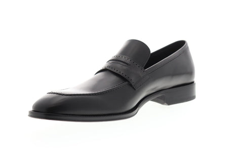 Bruno Magli Cicero Mens Black Leather Casual Dress Slip On Loafers Shoes