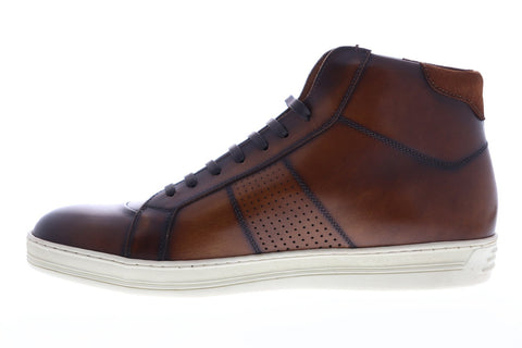 Bruno Magli Alvino Mens Brown Leather High Top Lace Up Sneakers Shoes