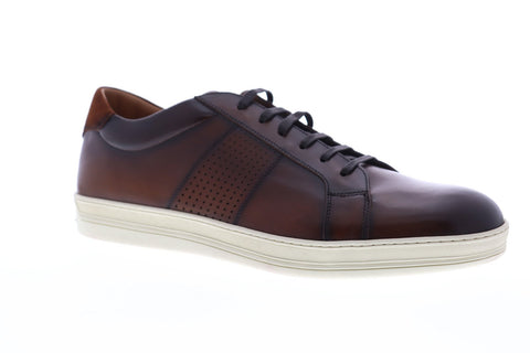 Bruno Magli Alvez Mens Brown Leather Low Top Lace Up Sneakers Shoes