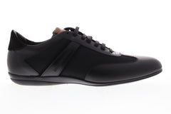 Bruno Magli Marcello Mens Black Leather Low Top Lace Up Sneakers Shoes
