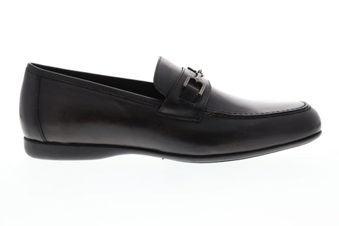 Bruno Magli Pomona Mens Gray Leather Casual Dress Slip On Loafers Shoes