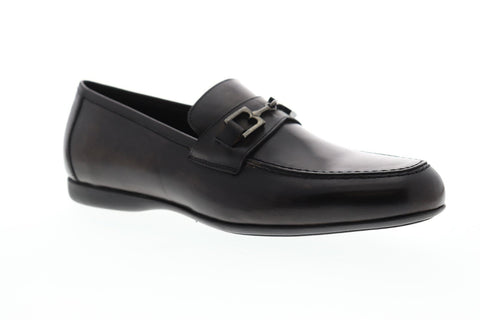 Bruno Magli Pomona Mens Gray Leather Casual Dress Slip On Loafers Shoes