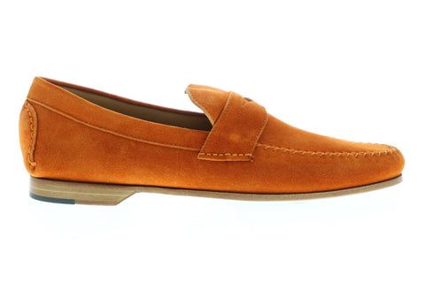 Bruno Magli Riva Mens Orange Suede Casual Dress Slip On Loafers Shoes