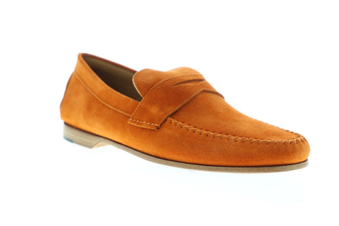 Bruno Magli Riva Mens Orange Suede Casual Dress Slip On Loafers Shoes