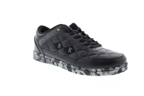 British Knights Quilts BMQUILL-0700 Mens Black Leather Lifestyle Sneakers Shoes
