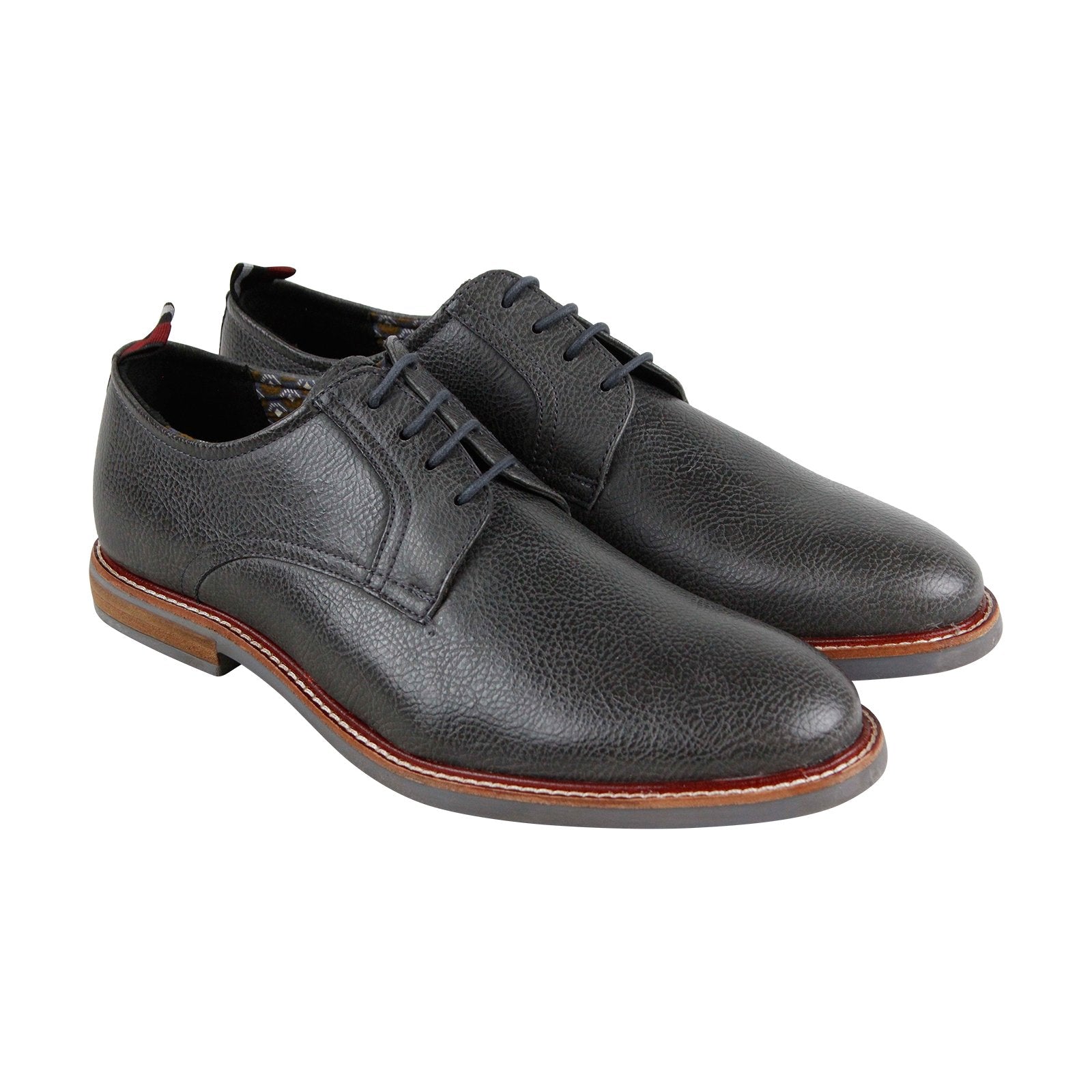 Ben Sherman Birk Plain Toe BNM00022 Mens Gray Leather Lace  display picture 1