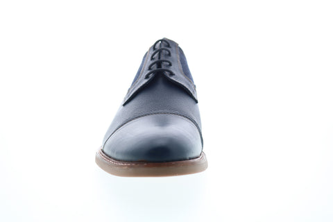 Ben Sherman Birk Cap Toe BNM00023 Mens Blue Leather Plaid Low Top Oxfords Shoes
