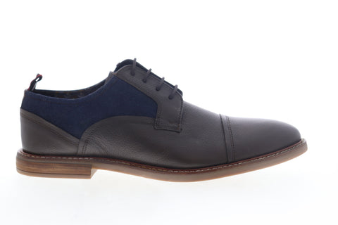 Ben Sherman Birk Cap Toe BNM00023 Mens Brown Leather Plaid Low Top Oxfords Shoes