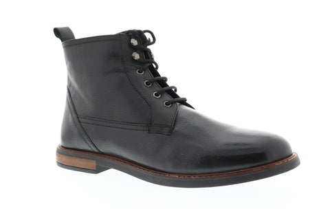 Ben Sherman Birk Plain Toe Mens Black Leather Casual Dress Boots Shoes