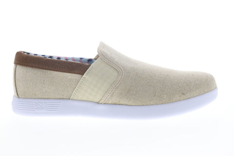 Ben Sherman Presely Gingham Slip On Mens Beige Canvas Lifestyle Sneakers Shoes