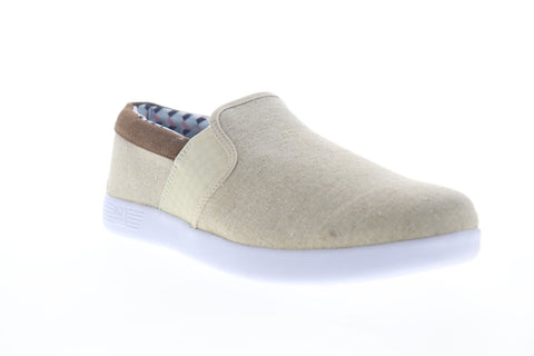 Ben Sherman Presely Gingham Slip On Mens Beige Canvas Lifestyle Sneakers Shoes
